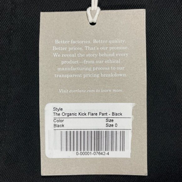 NWT Everlane The Organic Kick Flare Pant Womens 0 Black - Picture 13 of 13